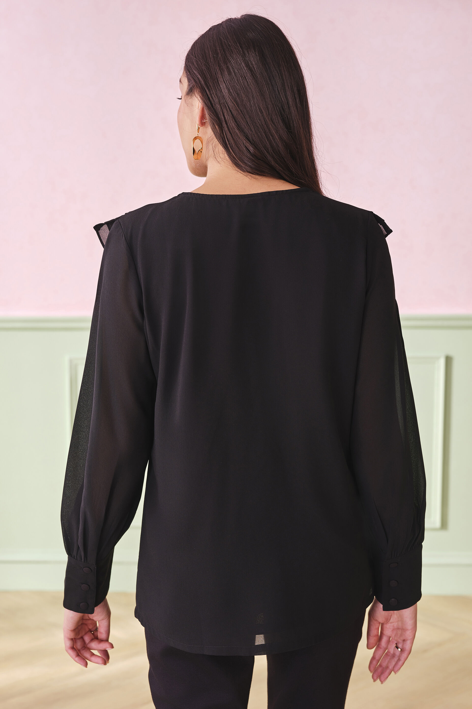 Ruffle Me Cute Top, Black, image 5